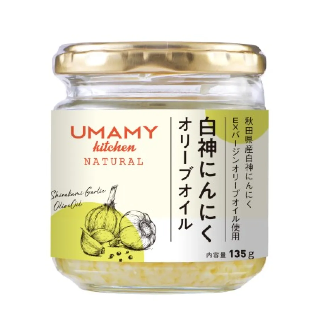 shirakami japanese garlic olive oilの包装画像