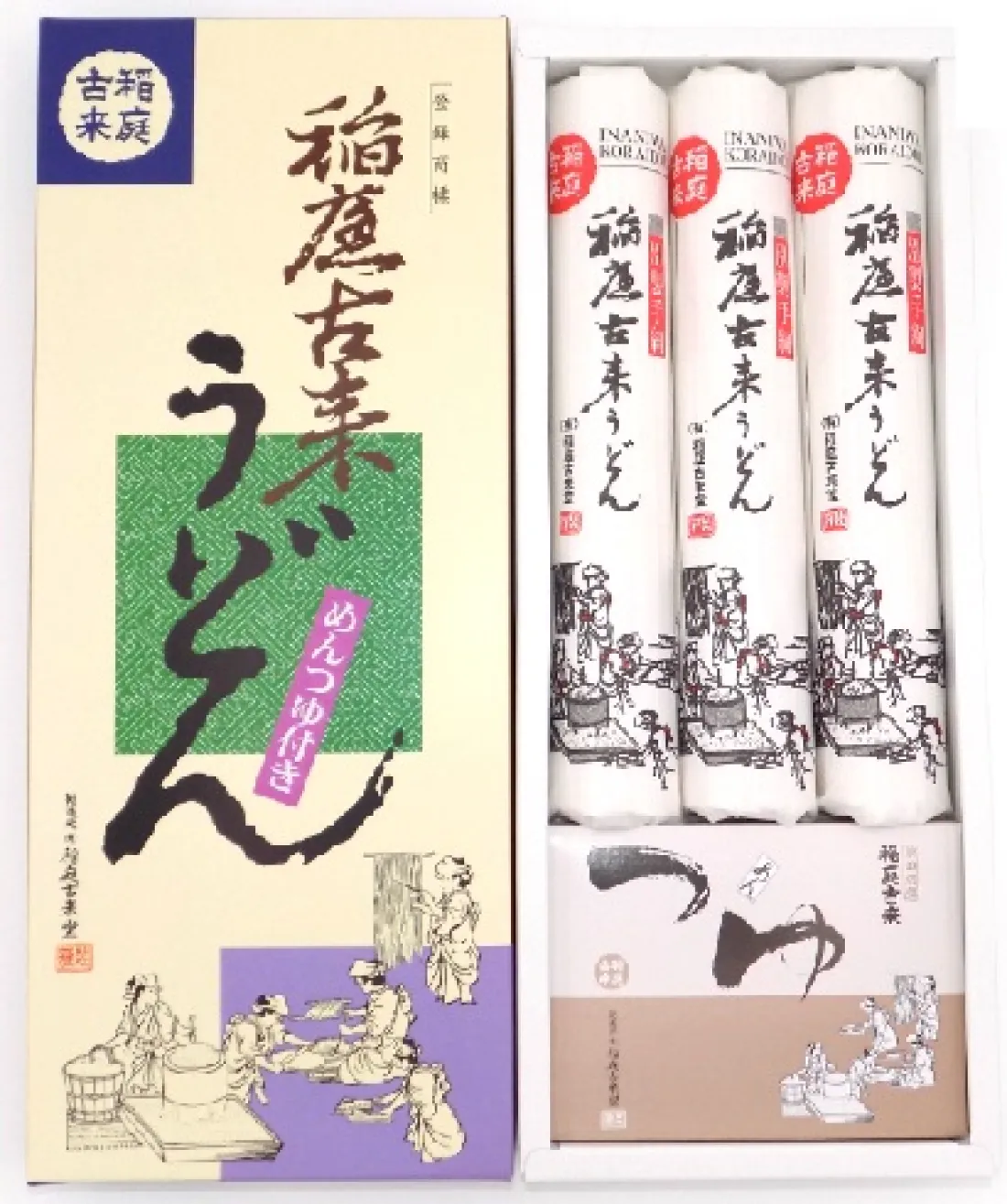Inaniwakorairai Udon Noodles with Sauce in Paper Box, 450gの包装画像