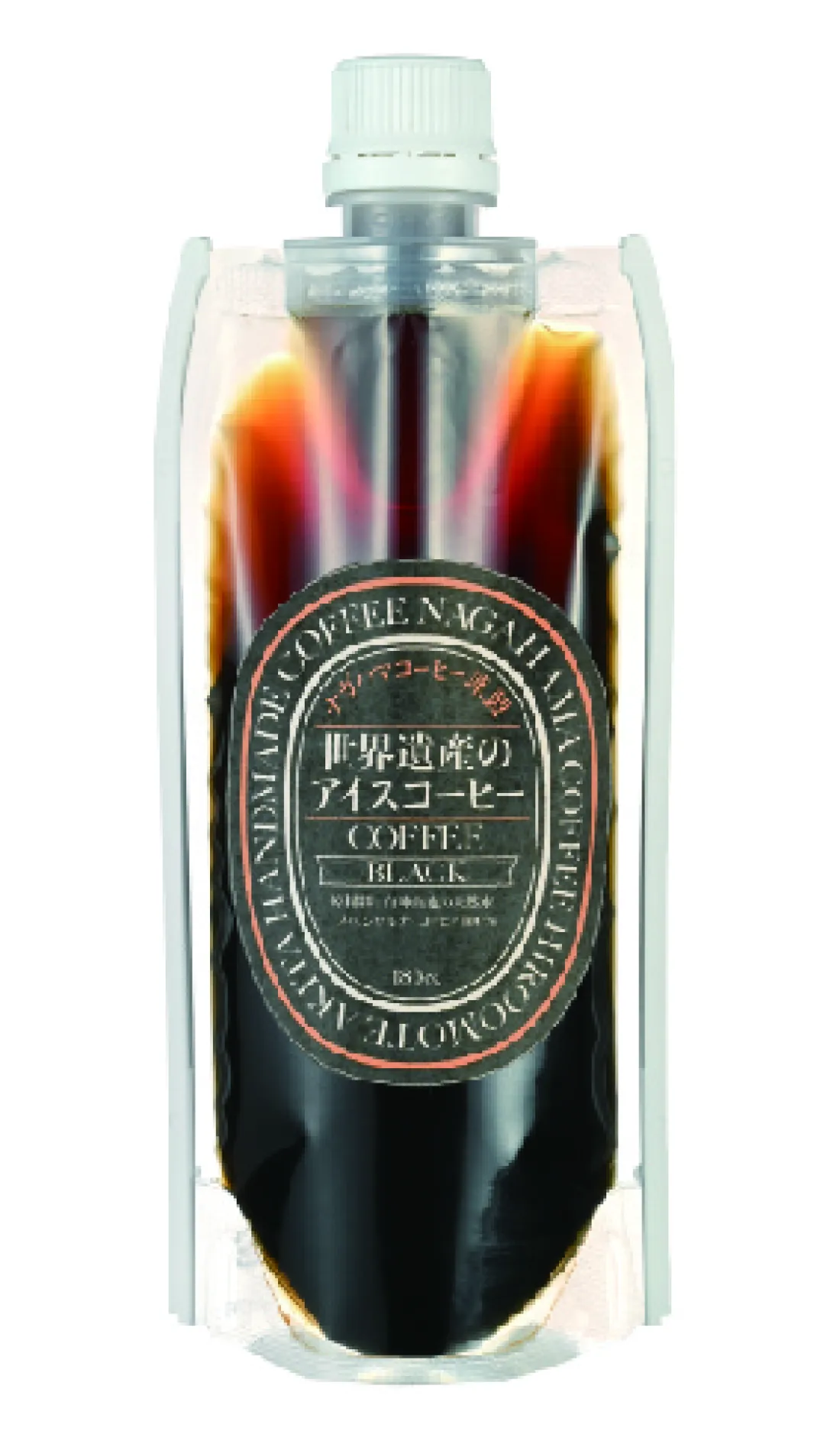 世界遺産のアイスコーヒーパウチの包装画像