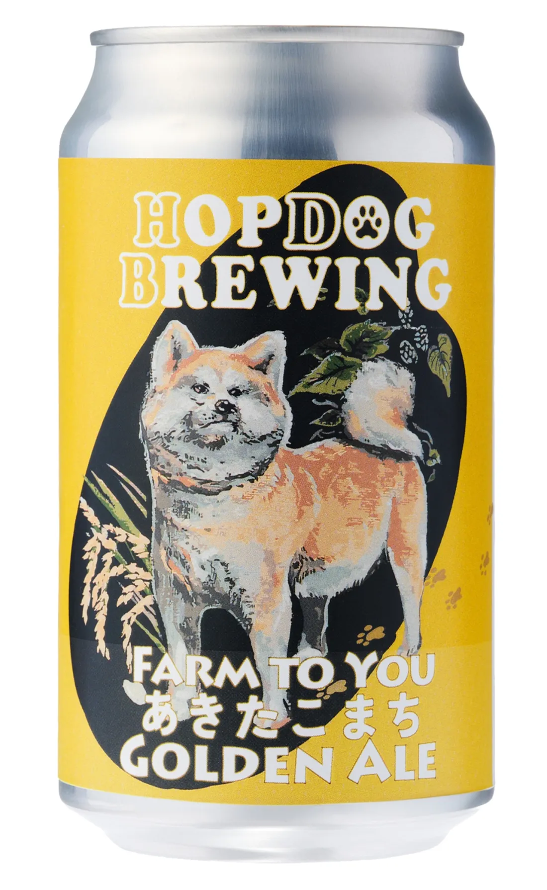 HOPDOG BREWING FARM to YOUあきたこまちゴールデンエールの包装画像